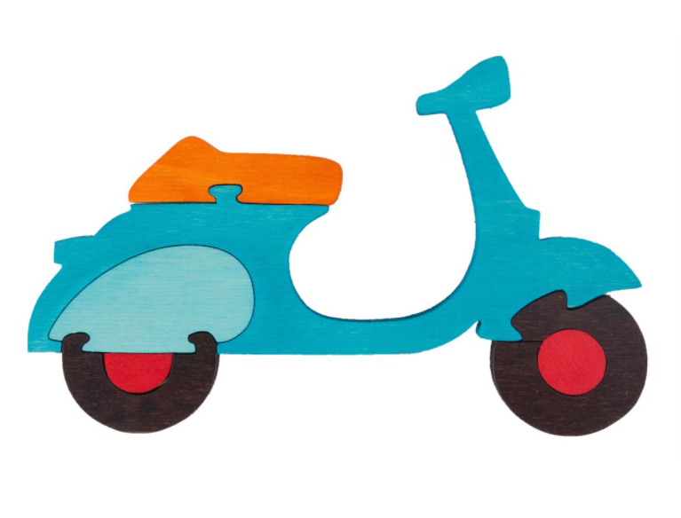 Holzpuzzle mit Motiv Vespa Motorroller
