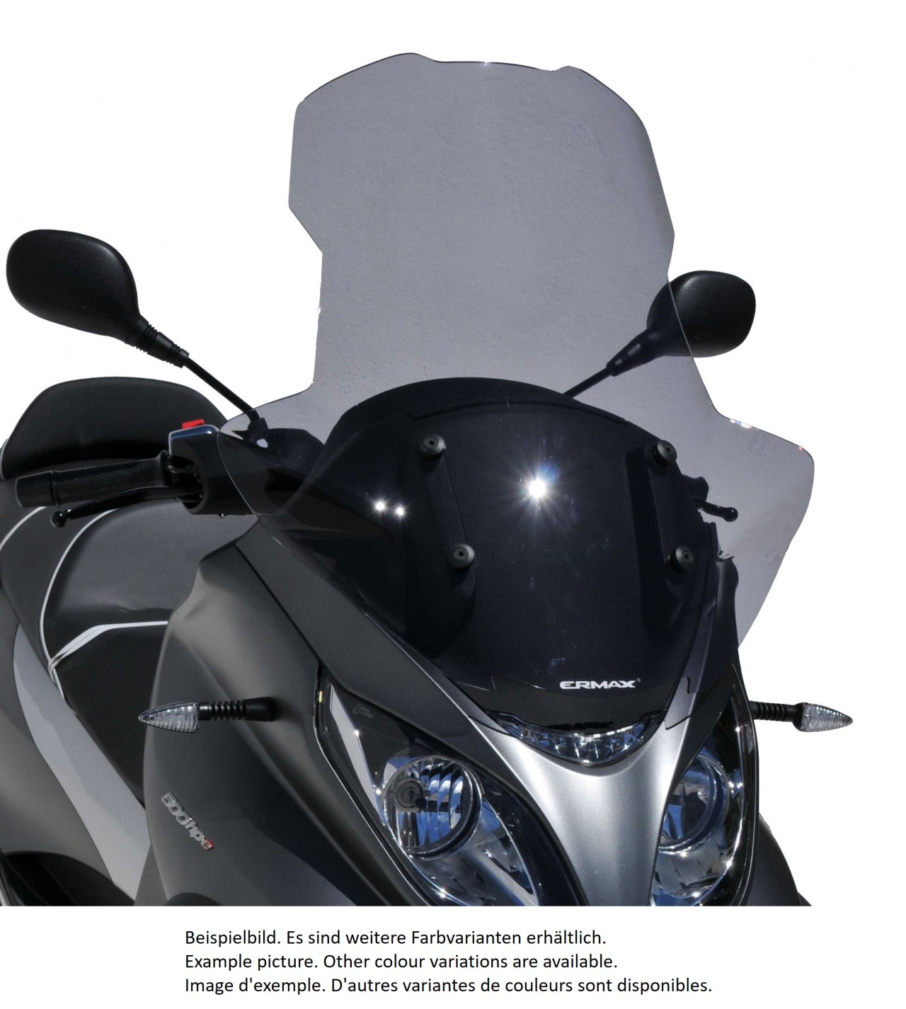 Windschild ERMAX High Protection mit Handschutz für Piaggio MP3 400 HPE (-22), grau