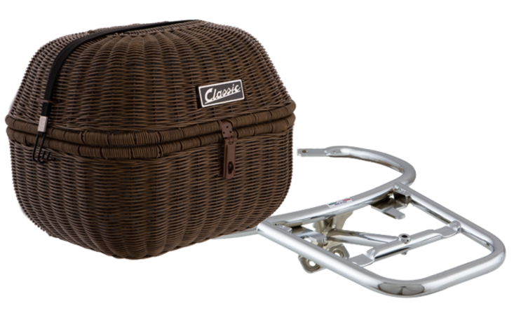 Gepäckkorb Classic mit Gepäckbrücke für Vespa Primavera/​Sprint 50-150ccm, dunkelbraun