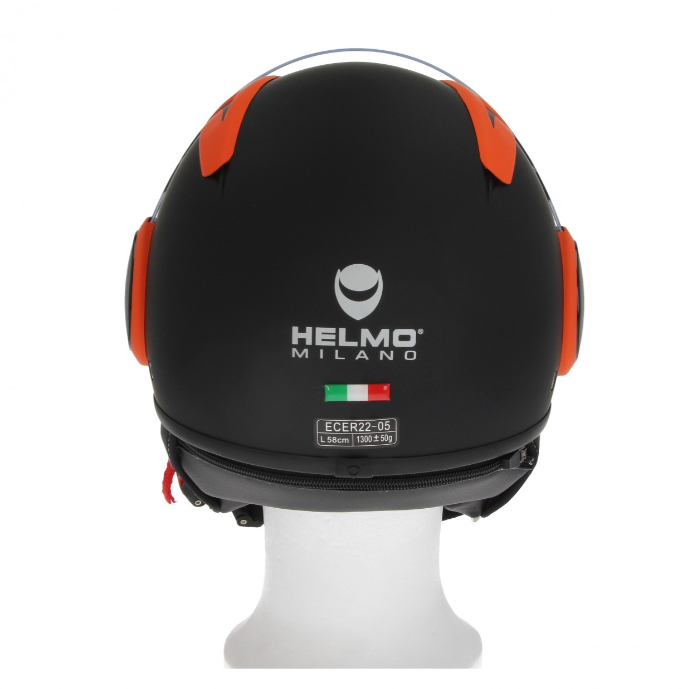 Helmo Milano Full Jethelm, FuoriRotta Premium, schwarz, orange, matt