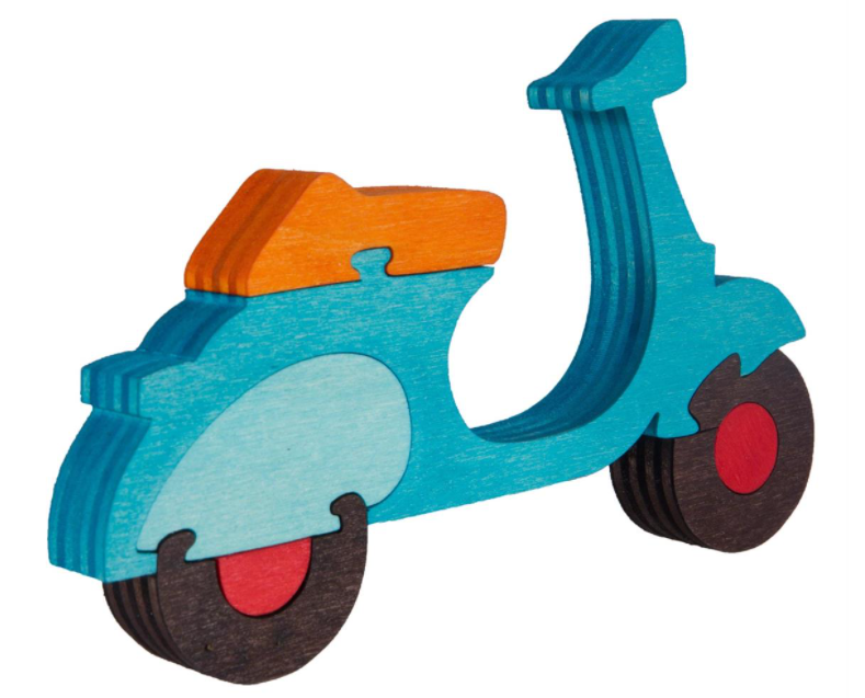 Holzpuzzle mit Motiv Vespa Motorroller