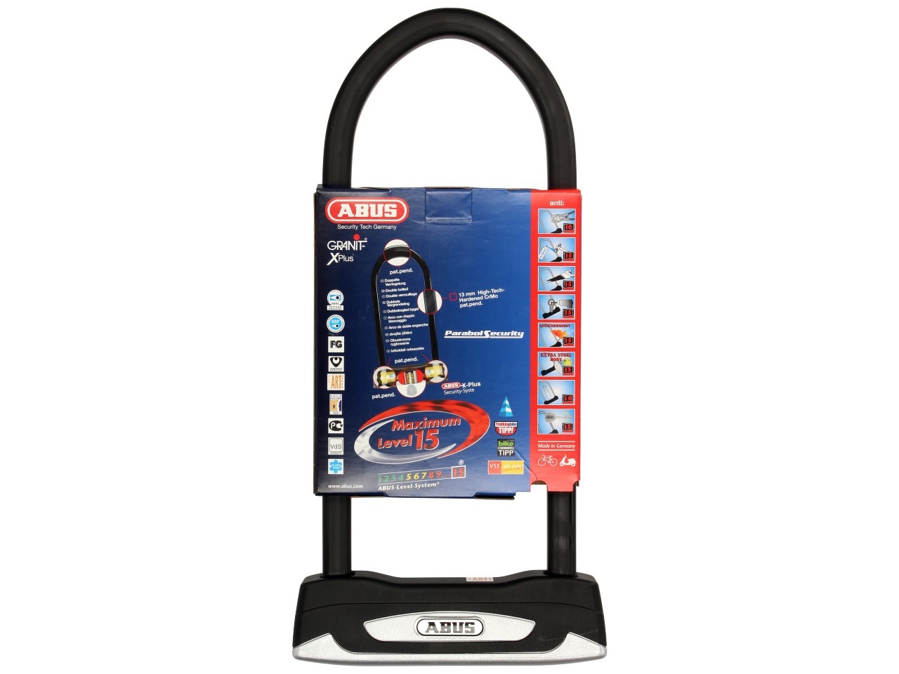 ABUS Bügelschloss 230x108 Granit X-Plus 54 für Motorrad, Scooter & Vespa