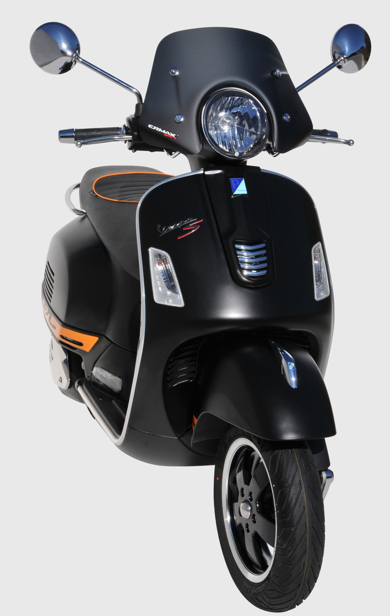 Windschild ERMAX Piccolo H 300 mm für Vespa GTS/​GTS Super/​GT L (-22), matt schwarz