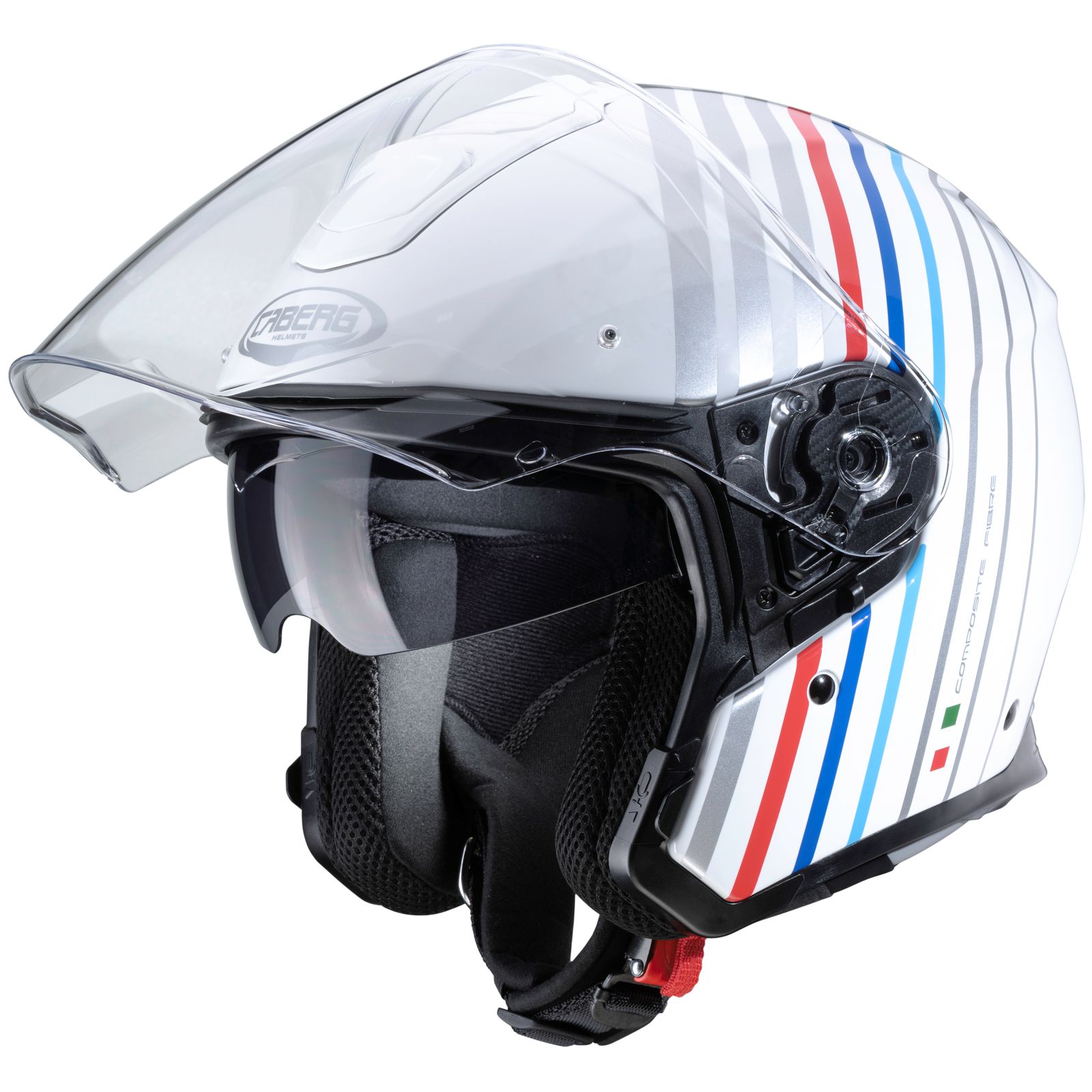 Caberg Helm Flyon Bakari, weiß/silber-blau-rot