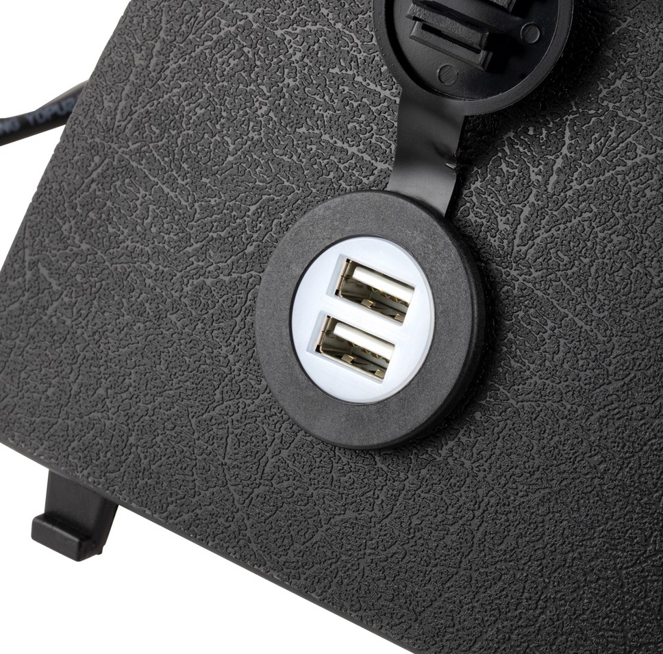 Gepäckfachblende links MK II mit USB und Spannungsanzeige für Vespa GTS/​GTS Super/​GTV/​GT, schwarz