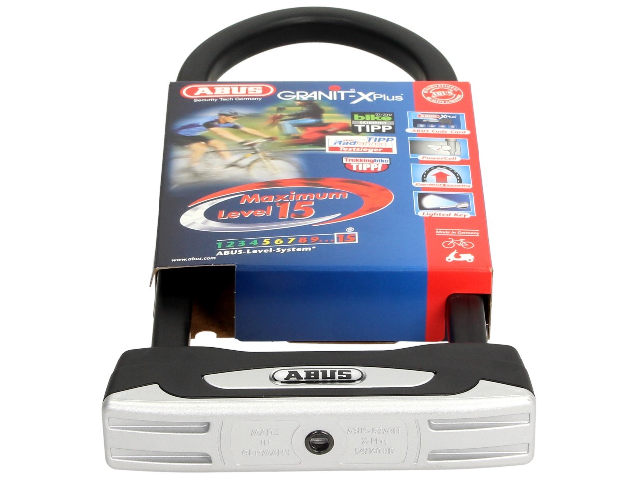 ABUS Bügelschloss 230x108 Granit X-Plus 54 für Motorrad, Scooter & Vespa