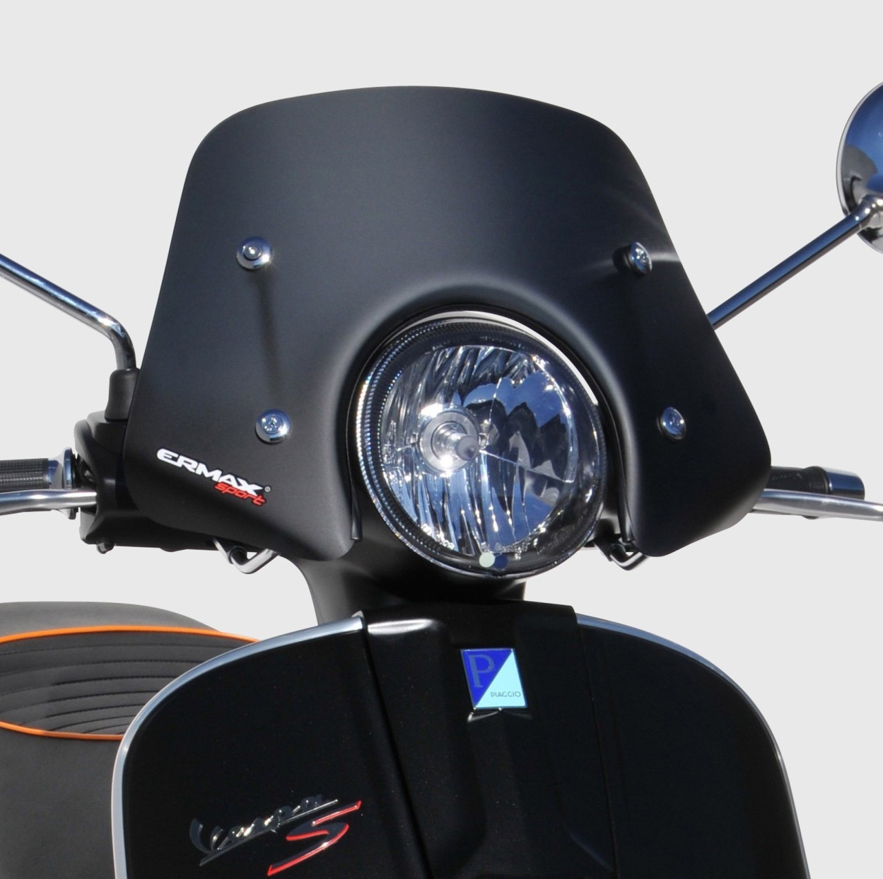 Windschild ERMAX Piccolo H 300 mm für Vespa GTS/​GTS Super/​GT L (-22), matt schwarz